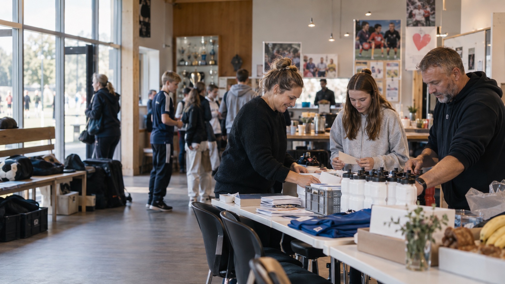 Frivillige forbereder en aktivitet i et dansk foreningshus